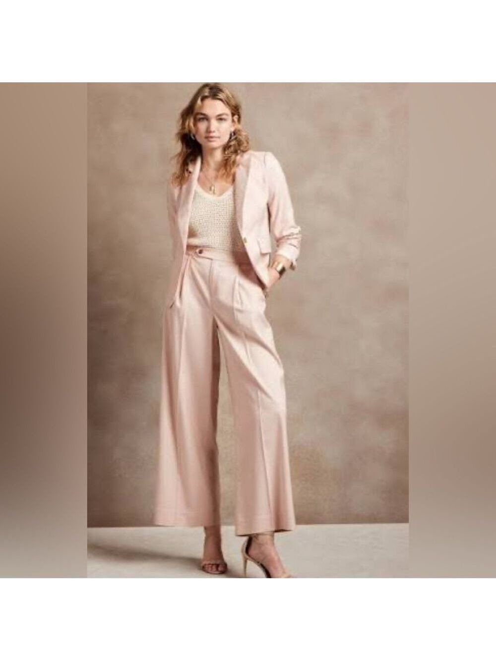 Banana Republic Career Boardroom Chic Wide-Leg High Rise Trouser Pants Slacks 6
